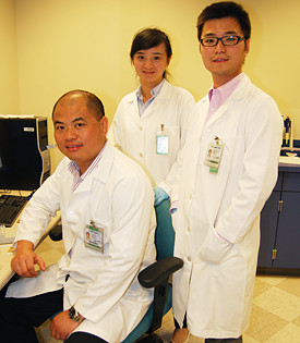 Left to right: Wenbin Deng, Chen Chen and Peng Jiang © UC Regents