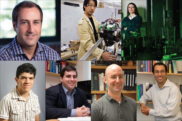 Top row (l-r): Mark Bathe, Sangbae Kim, and Paola Cappellaro. Second row (l-r): Armando Solar-Lezama, Steven Barrett, Jesse Kroll, and Youssef Marzouk.  