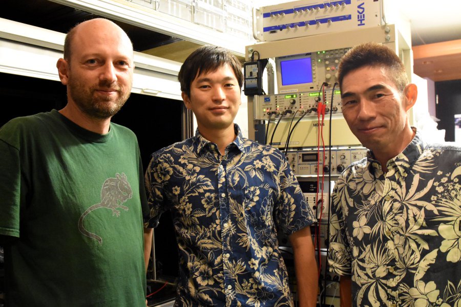 Prof. Bernd Kuhn, Dr. Akihiro Funamizu and Prof. Kenji Doya. Credit: Image courtesy of Okinawa Institute of Science and Technology Graduate University - OIST