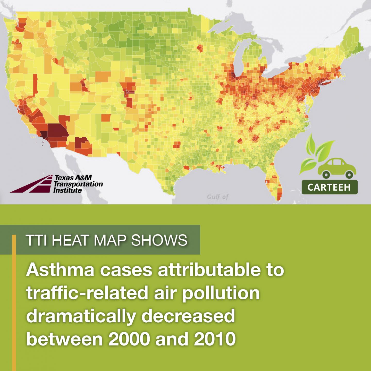 TTI heat map shows relationship between traffic-related air pollution ...