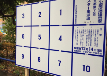 An empty election poster board in Japan