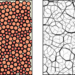 Figure showing configuration of a typical granular solid (left hand side). The force network or force chain in such a material is shown on the right hand side.