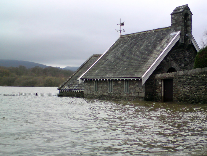 Flooded lake house, Keswick, Cumbria, UK