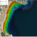 Satellite-Derived Bathymetry (SDB) from Sentinel-2 images (2020) in Son Servera Bay. The main study area, Cala Millor beach, is located in the southern part of the image / Satellite-Derived Bathymetry (SDB) from Sentinel-2 images (2020) in Son Servera Bay. The main study area, Cala Millor beach, is located in the southern part of the image.