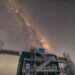 IceCube at the South pole with the Milky Way in the background