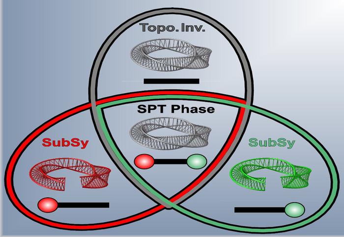 Schematic illustration classifying perturbations in the symmetry-protected topological phase (SPT phase).