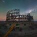 Night view of the ELT under construction atop Cerro Armazones