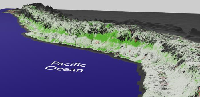 Exaggerated 3D model of the Peruvian Andes