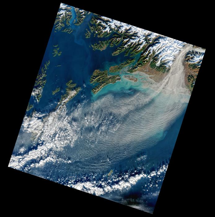 Sat image of a dust storm over Alaska