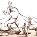 Illustration of elephant hunting using spears