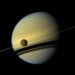 Titan orbits Saturn