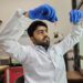 Avik Chattopadhyay working in the lab