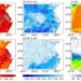 Background error correlation between LST and atmospheric temperature/humidity, and spatial distribution of total cloud cover.