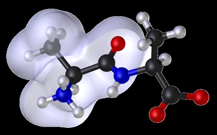 3D render of a molecular model of a peptide