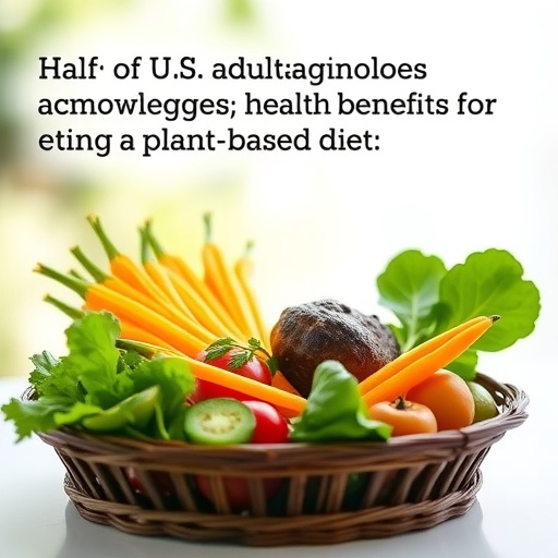 Rewrite Half of U.S. adults acknowledge health benefits of eating a plant-based diet this news headline for the science magazine post