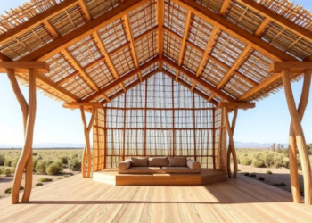 Flax and Timber Pavilion Shows How Materials Can Design Their Own Structures