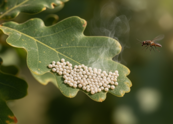 Exposed oak silkworm eggs fight back with a repellent chemical scent