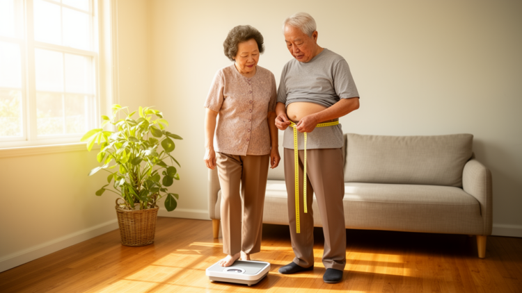 Waistline and Scale Together Predict Years Lived Disability-Free in Chinese Seniors