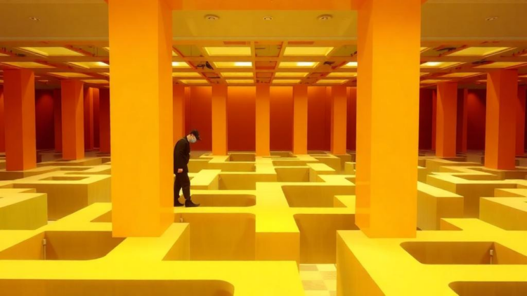 Shifting Mazes Slow Human Problem-Solvers, Virtual Experiment Shows