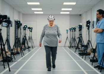 Head movements reveal how aging senses undermine walking stability and drive falls