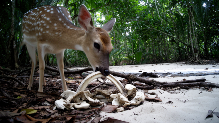 Camera-trap study documents white-tailed deer chewing sea turtle bones in Costa Rica