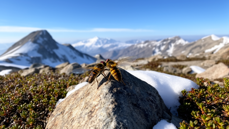 Rare Alpine hoverflies use mountaintops for mating above 3,000 metres