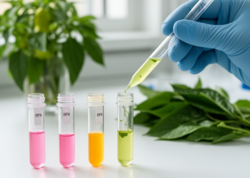 Colorimetric RPA detects pepper begomoviruses directly from crude sap