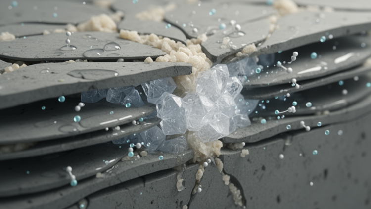 Hydrated clay binder gains strength as carbonation builds interlocking crystals