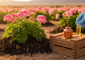 Greenhouse pot study finds Azolla and Moringa extracts improve geranium growth and essential oil output in sandy soil