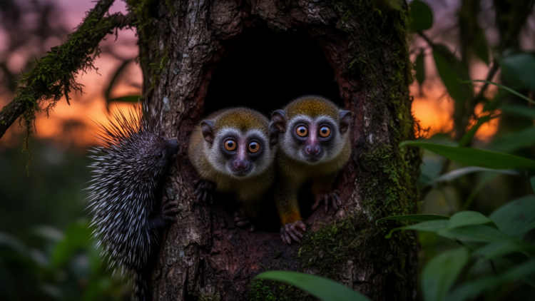 Short field observation documents shared tree-cavity use by Caribbean night monkeys and Quichua porcupines in Colombia