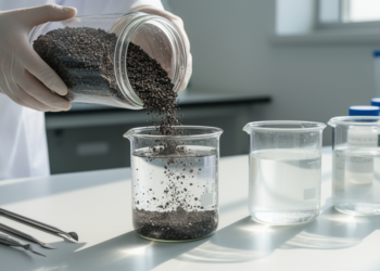 Sawdust ferrocene composites show pollutant-removal potential in laboratory water tests