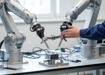 Stiffer coupling speeds bimanual robot teaching without improving placement accuracy