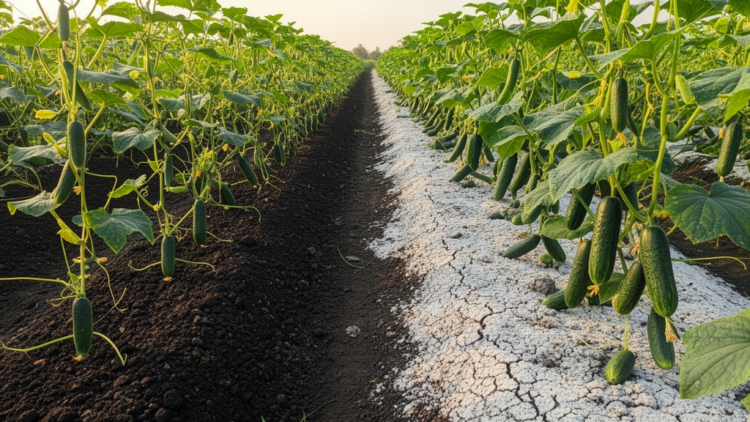 Cucumber spacing and fertilizer shift yield, nutrition trade-offs