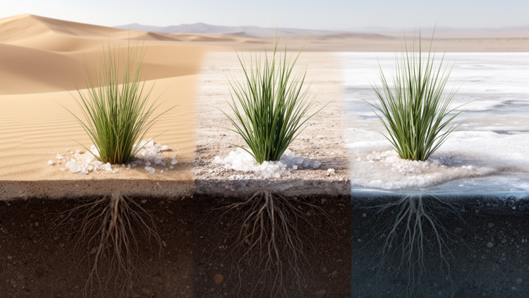 Desert grass shows coordinated salt-tolerance traits across three habitats