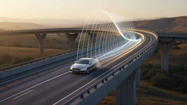 Simulation links hyperbolic highway curves to sharper acceleration, lower sag loads