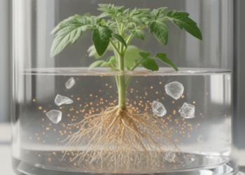 Potassium nanoparticles mitigate measured nanoplastic stress in tomato plants