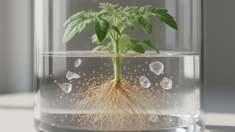 Potassium nanoparticles mitigate measured nanoplastic stress in tomato plants