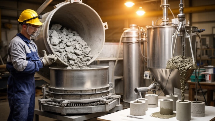 Vacuum and vibration mixing turns tunnel waste into high-density concrete