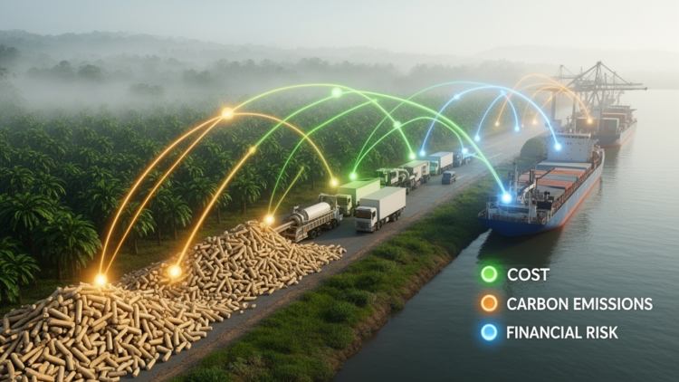 Risk-Averse Optimization Model Maps Cost, Carbon and Financial Risk in Thailand's Biomass Pellet Supply Chain