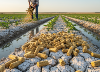 Pelletized straw cuts nitrous oxide emissions in saline-alkali soil