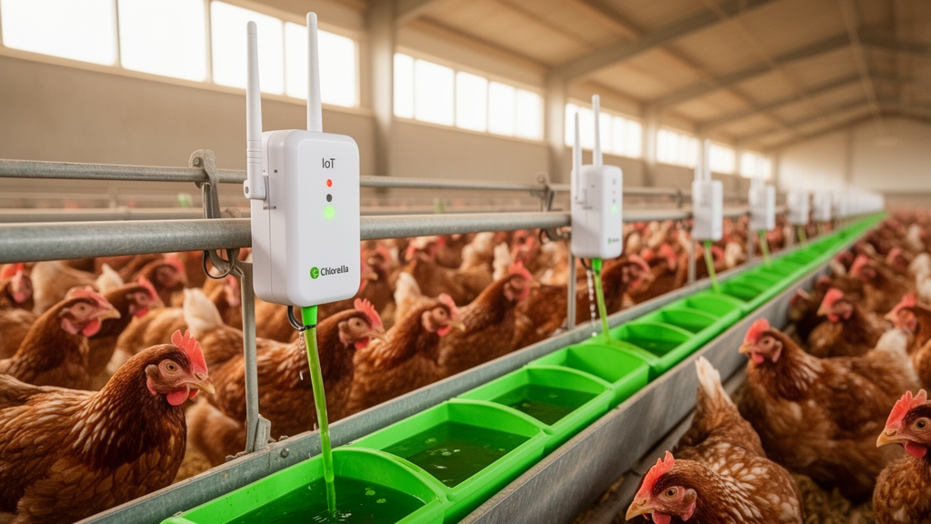 Cheap IoT sensors track lower gas levels in Chlorella-fed hen pens