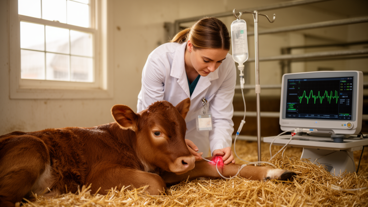 Hypertonic sodium infusions rapidly reverse heart rhythm dangers in hyperkalemic diarrheic calves