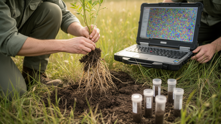 AI predicts mycorrhizal colonization, but field validation lags