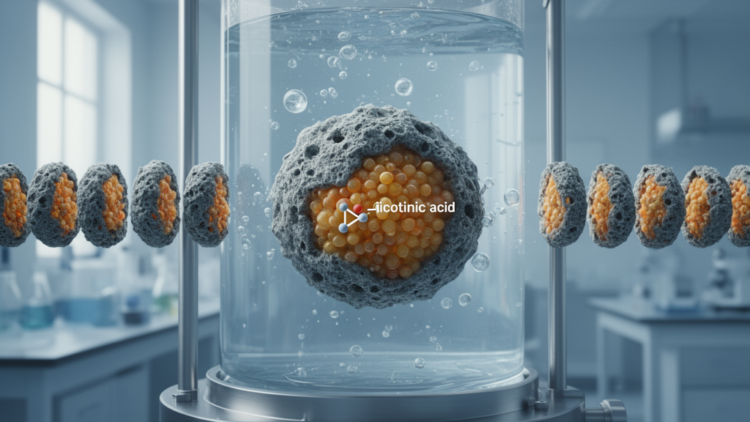 Armored cells: A mineral shell lets whole-cell biocatalysts run 14 cycles for greener nicotinic acid