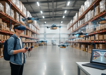 Student proof of concept pairs virtual reality with warehouse drones