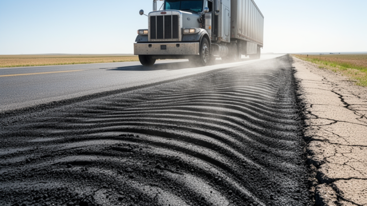 Heat and Heavy Trucks Team Up to Warp Asphalt Roads in Nonlinear Ways