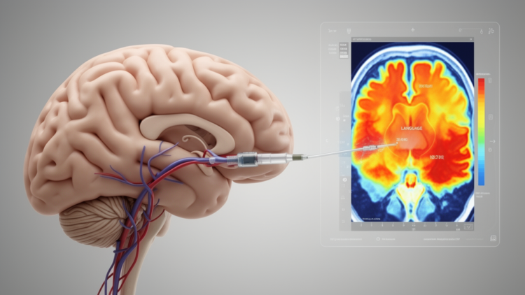 Super-selective Wada test paired with CT perfusion maps language zones before brain surgery