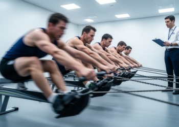 Aerobic metabolism dominates but anaerobic surges mark the start of simulated 2000-m rowing races