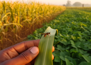 Parasitoid wasp plus cowpea intercropping curbs fall armyworm in Nigerian maize