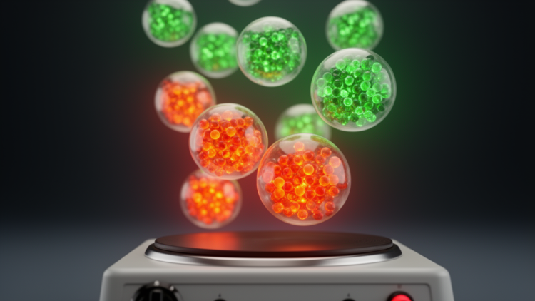 Temperature flips the color of perylene-loaded polymer nanoparticles